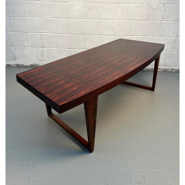 Brown Mid 20th Century Curved Danish Rosewood Coffee Table For Sale - Image 8 of 9