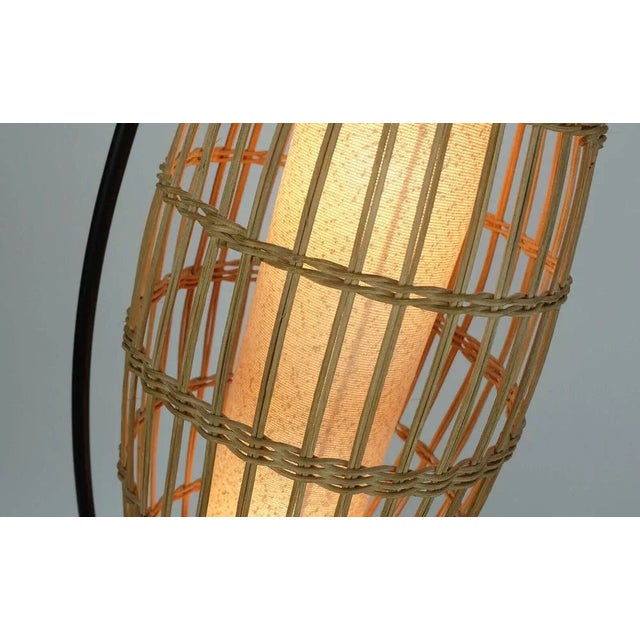 Mid-Century Floor Lamp in Rattan, Teak & Black Metal, 1960s For Sale - Image 9 of 11
