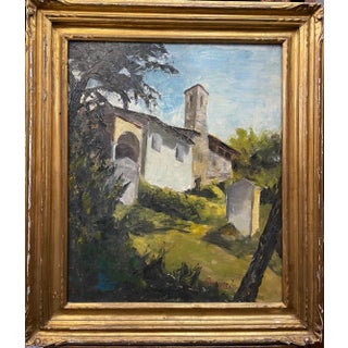Giancarlo Amurri, View of a Small Church, 20th Century, Oil Painting on Canvas For Sale