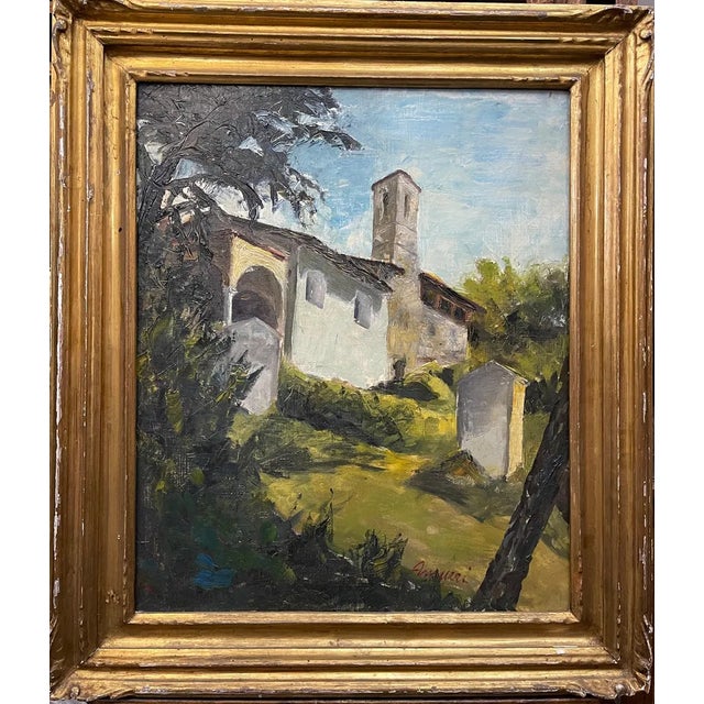 Giancarlo Amurri, View of a Small Church, 20th Century, Oil Painting on Canvas For Sale
