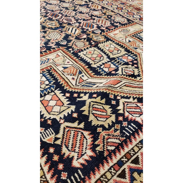 Brown Navy Ground Antique Marasali Shirvan Prayer Rug, Hand Knotted, Wool Oriental Rug For Sale - Image 8 of 18
