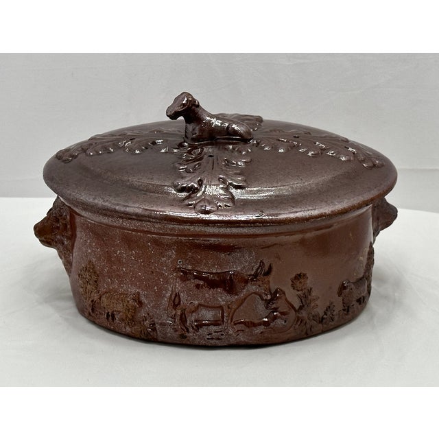 Very Rare Antique English Brown Salt Glaze Stoneware Game Pie Dish - "Terrine" - Circa 18th Century For Sale - Image 17 of 18