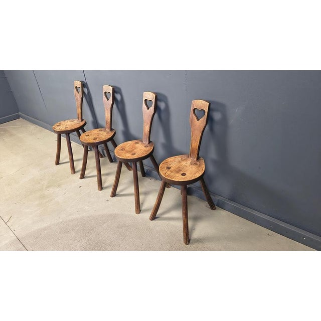 Vintage Brutalist Heart-Shaped Chairs, 1960s, Set of 4 For Sale - Image 9 of 15