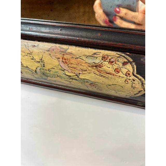 Brown 1990s Italian Hand Painted Rectangular Wooden Mirror For Sale - Image 8 of 12