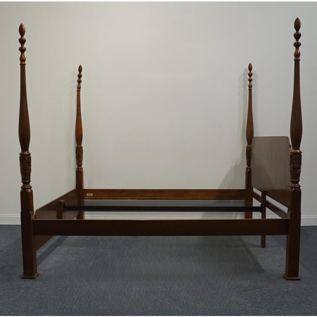 Late 20th Century High End Vintage Solid Mahogany Traditional Style King Size Four Poster Rice Bed 623-174 For Sale - Image 5 of 9