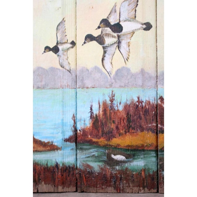 Brown Vintage Folk Art Barn Wood Painting For Sale - Image 8 of 8