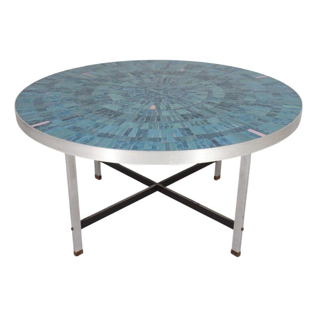 Berthold Müller Round Mosaic Tile Top Coffee Tabble For Sale