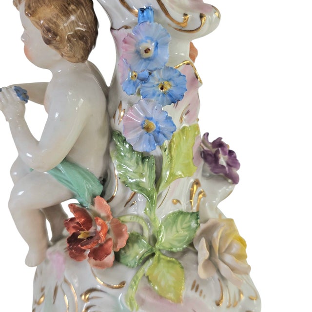 Antique Carl Thieme Dresden Reticulated Compote – 13” Porcelain, Putti & Cherub For Sale In San Francisco - Image 6 of 12