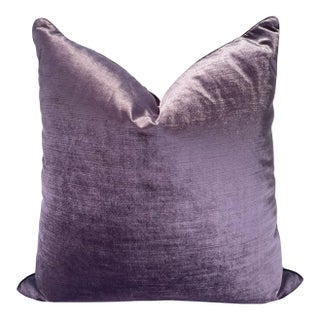 Contemporary Hollywood Regency Shimmering Velvet 22" Throw Pillow, Mauve Purple For Sale