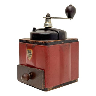 French Red Metal and Bakelite Coffee Grinder from Peugeot, 1940s For Sale