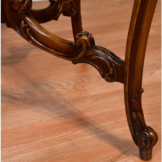 1910s Antique French Louis XV Walnut & Satinwood Inlay Round Center Table For Sale - Image 14 of 14