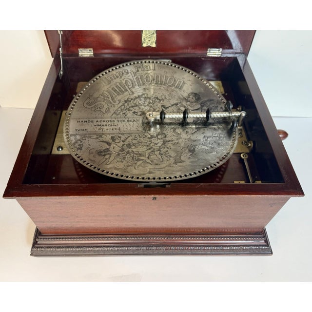 Antique SYMPHONION MUSIC BOX & DISCS DOUBLE COMB Beautiful Sound !Estate Fresh For Sale - Image 10 of 17