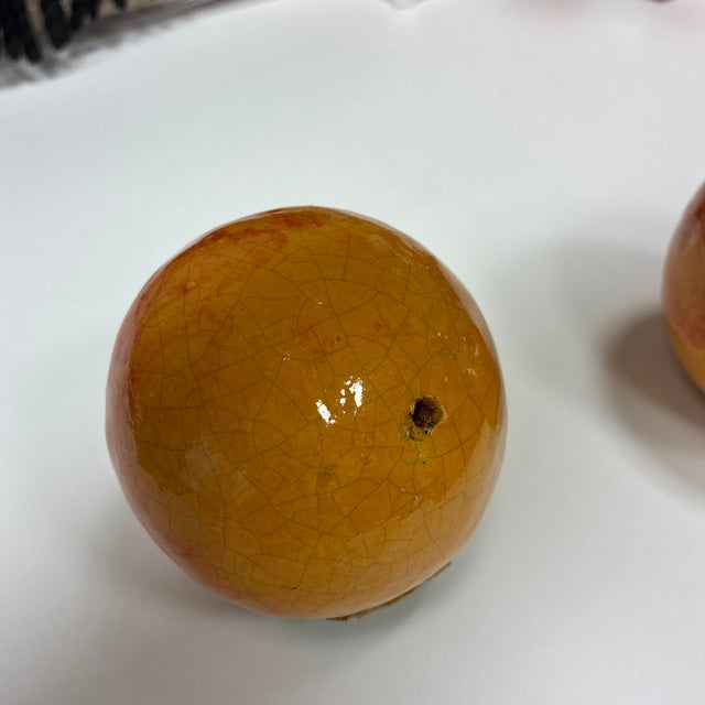 Late 20th Century Rare!! Vintage Arte Italica Puccini Style Glazed Pottery Oranges - Set of 2 For Sale - Image 5 of 9