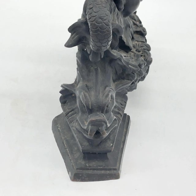 Antique Pair of Large Ornate Bronze Figural Chenet Andirons For Sale - Image 10 of 12