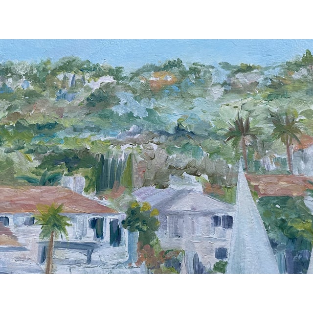 Sailing Along is the title, and the signature artist is Leslie Schultz, an oil painting on panel of plastic of some sort,...