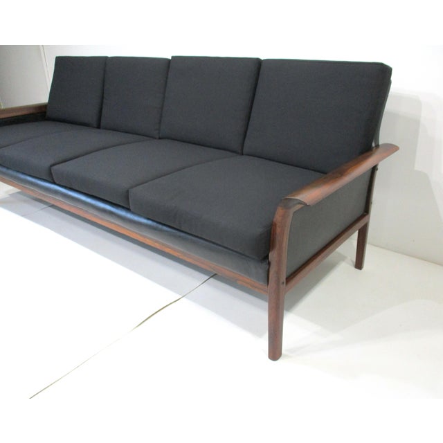 Knut Saeter Rosewood Upholstered Sofa for Hans Olsen Norway For Sale - Image 9 of 13