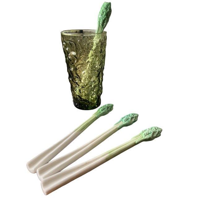 Bunny Williams Home 1970s Italian Ceramic Celery Stalk Swizzle Sticks Stirrers Bloody Mary Cocktails For Sale - Image 4 of 4