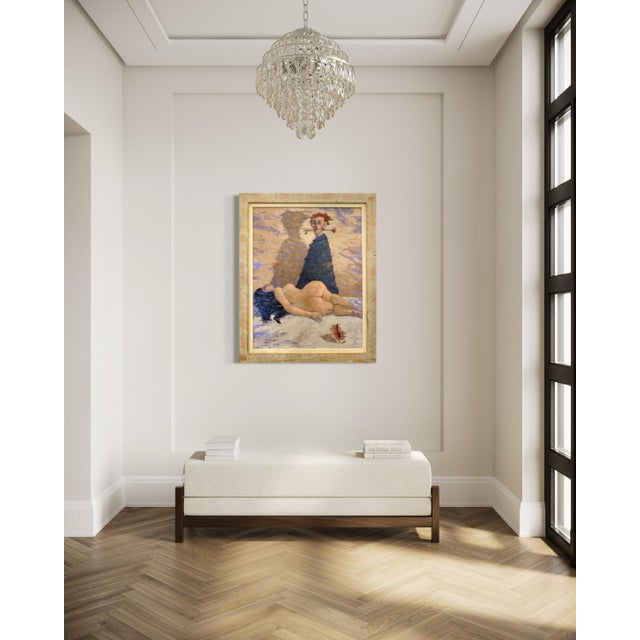 Tan Giampaolo Talani "History Ambiguous" Oil on Board, Figurative Nude, Tuscan Coastal Art, Contemporary Art by Italian Master, 2000 For Sale - Image 8 of 11