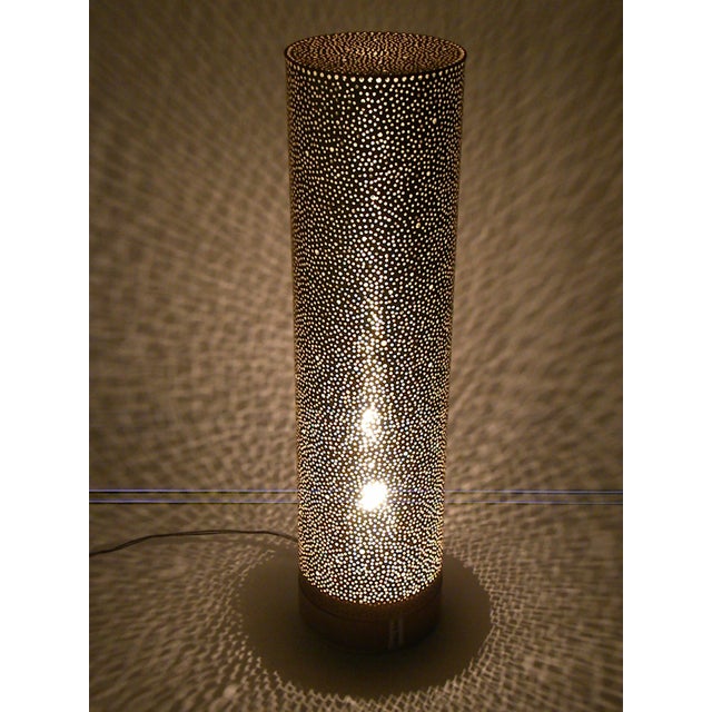 Moroccan Modern Design Cylinder Column Perforated Metal Floor Lamp