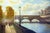 Florence Ponte Vecchio by Christopher Clark | Oil and acrylic on wood panel cityscape with bridge For Sale