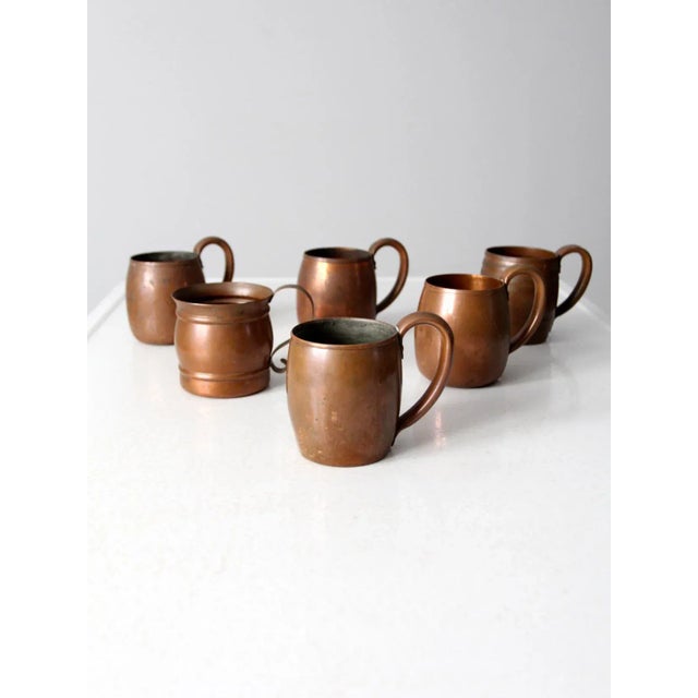 Vintage Copper Mugs - Set of 6 For Sale - Image 4 of 11