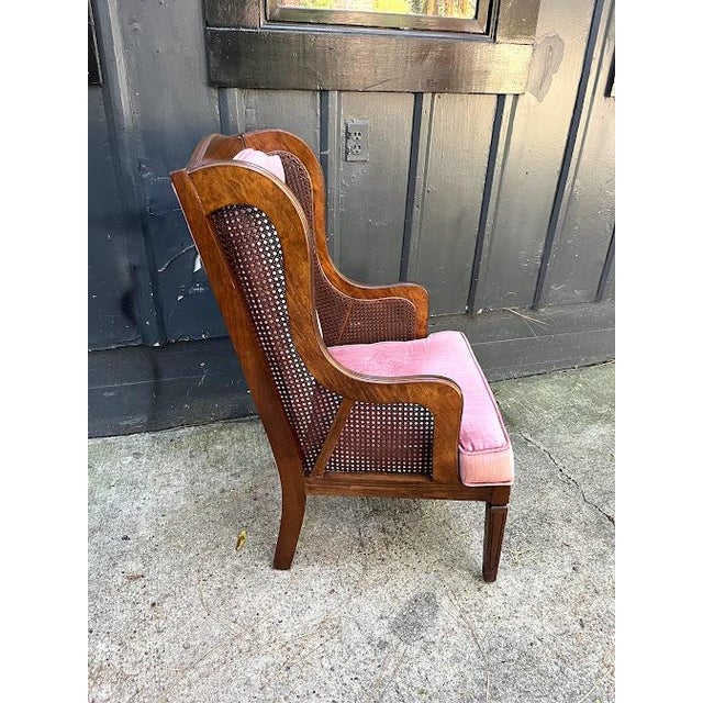 D. R. Kincaid Chair Co. Pink Velvet Tufted CaneSide Armchair Chairish