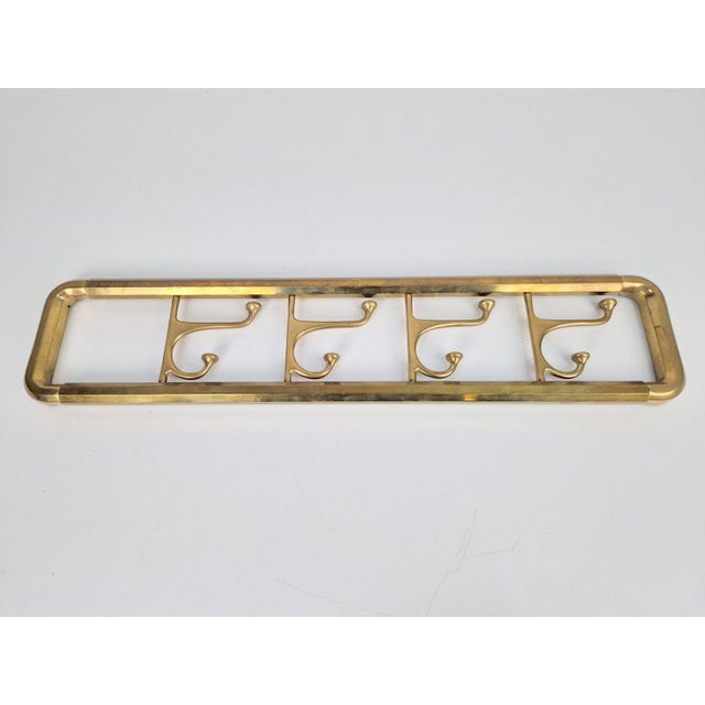 Metal Vintage Art Deco Brass Wall Coat Rack with Folding Hooks, 1930 For Sale - Image 7 of 9