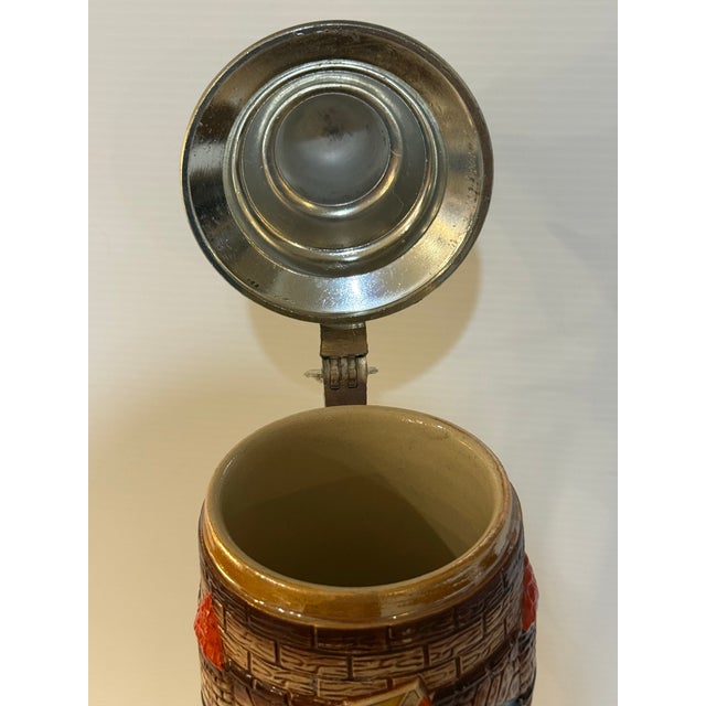 Vintage Gerz West Germany Medieval Relief Beer Stein With Pewter Lid – 9.5” For Sale - Image 11 of 12