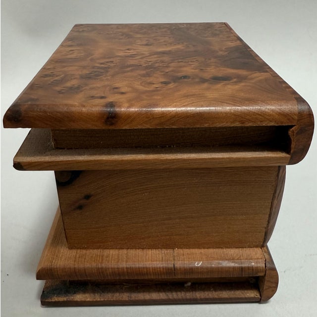 Early 20th Century Vintage Moroccan Book-Form Burlwood Box in Burled Amboyna For Sale - Image 9 of 11