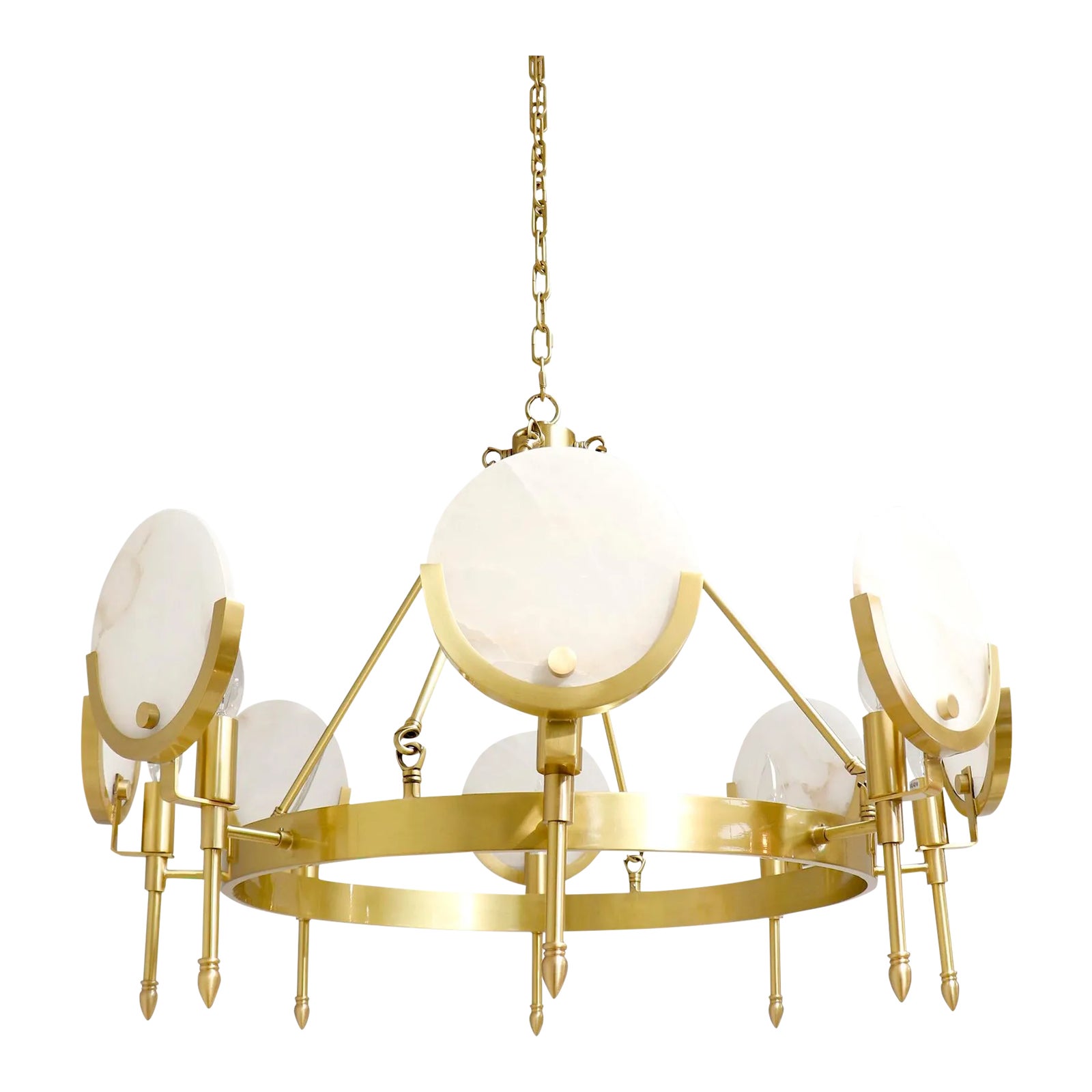 Pasargad Home Vendome Chandelier 8 Head Marble Shade Pendant Light