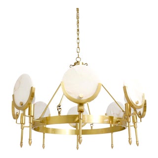 Pasargad Home Vendome Marble & Brushed Gold Chandelier For Sale
