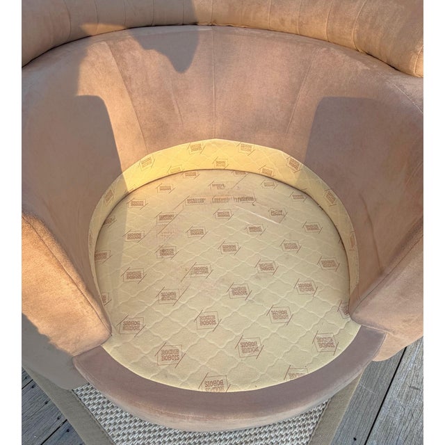 Circular Swivel Chair in Camel Toned Suede For Sale - Image 15 of 16
