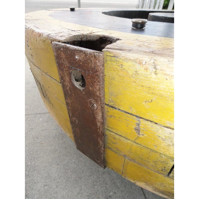 Vintage Industrial Gear Mold – Patinated Wood Sculpture From Portland Cement Factory For Sale - Image 11 of 11