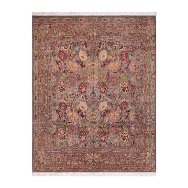 Floral 1990's Square William Morris Pak-Persian Gray/Gray Wool Rug - 8'0'' X 8'3'' For Sale - Image 9 of 9