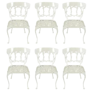 Six Molla Cabriole Leg Aluminum Dining Chairs