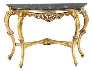 Vintage French Louis XIV Style Carved Gilt Wood Marble Top Console Table 20thC
