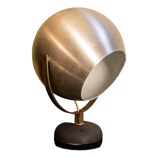 Italian 1960s Aluminum and Cast Iron Table Lamp For Sale