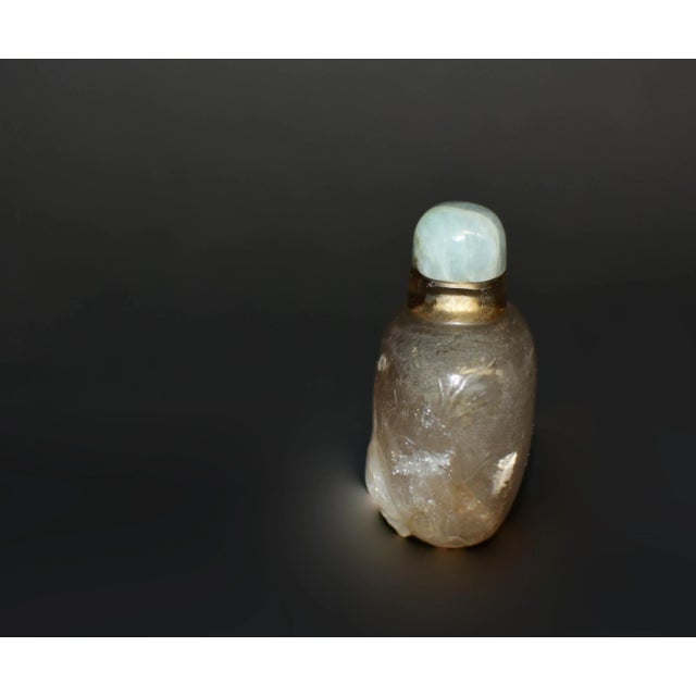 Glass Vintage Rock Crystal Snuff Bottle With Blue Calcite Top For Sale - Image 7 of 9