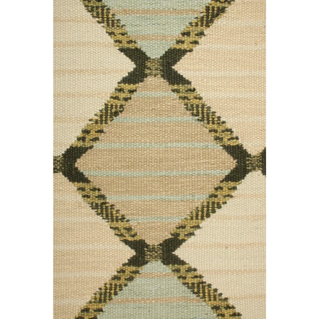 Mid-Century Modern Rug & Kilim’s Scandinavian Style Square Rug in Blue and Beige, With Patterns For Sale - Image 3 of 5