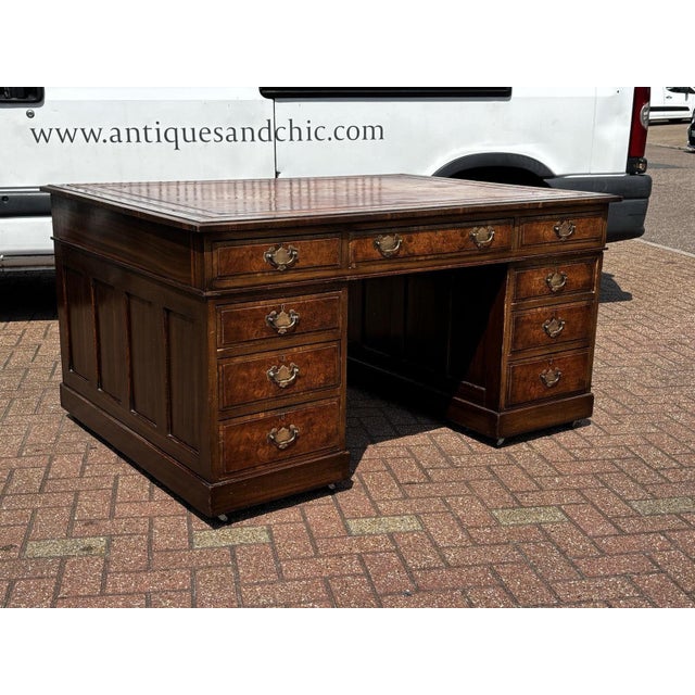Partners Pedestal Desk in Walnut For Sale - Image 9 of 18