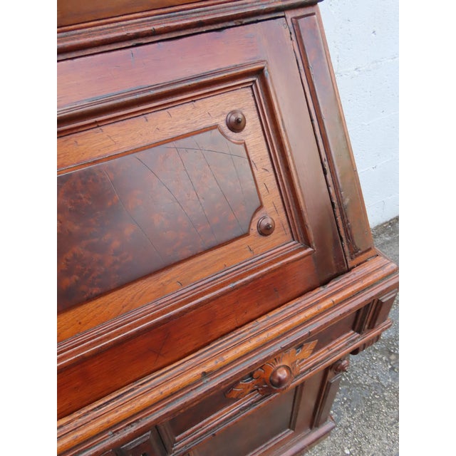 Late 1880s Victorian Eastlake Two Part Tall Secretary Desk 6372 For Sale - Image 17 of 18