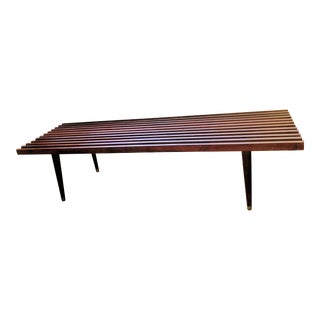 1960s Mid-Century Modern Teak Wood Slat Bench For Sale