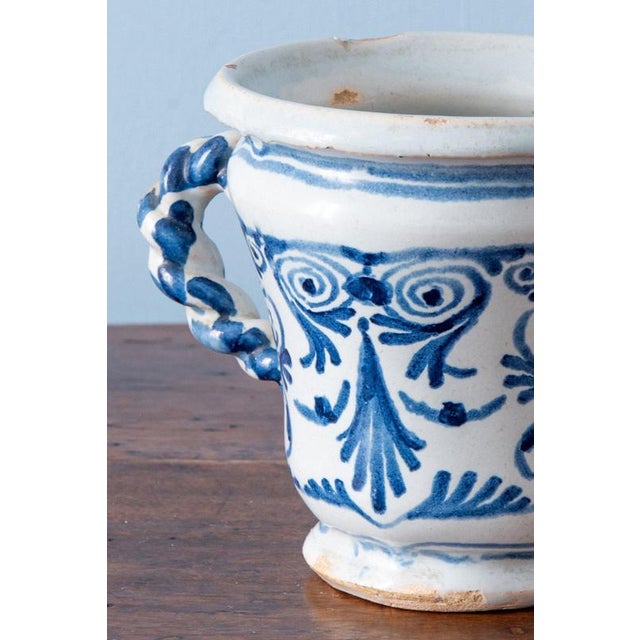 17th Century Nevers Faience Blue and White Jasmine Vases, Set of 2 For Sale - Image 14 of 18
