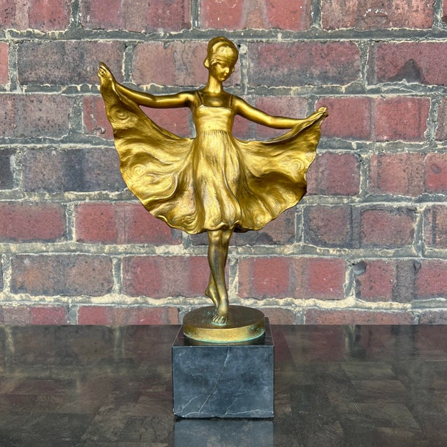 Art Deco Lilli Wislicenus Flapper Dancer Bronze Sculpture Marble Base ...