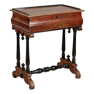 Poplar Worktable with Walnut Stain For Sale