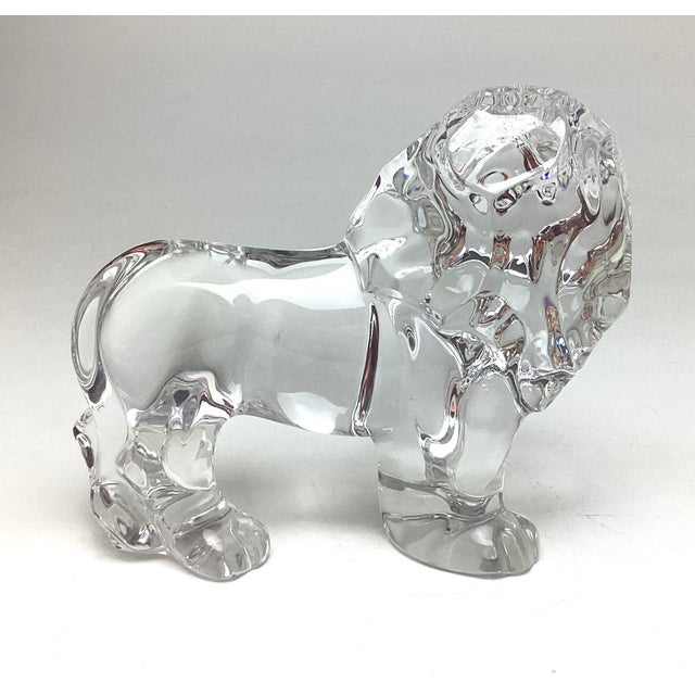 1980s Val Saint Lambert Crystal Lion Figurine For Sale - Image 5 of 7