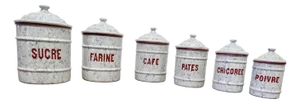 French Enamel Food Canisters, 1890s, Set of 12