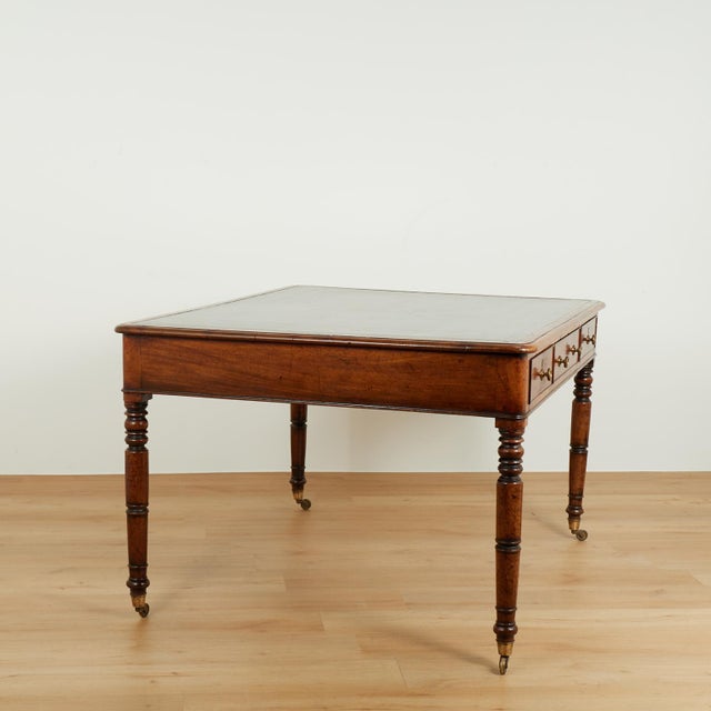 Antique George IV Leather Top Partners Desk For Sale - Image 15 of 17