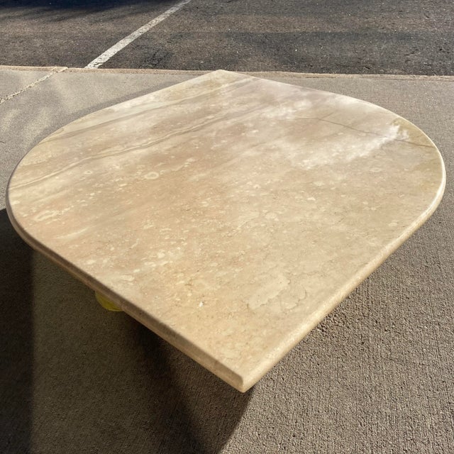Postmodern Travertine “Teardrop” Table Top Manner of Stone International Italy For Sale - Image 9 of 13