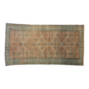 1920s Vintage Persian Malayer Mahi-Mahi Lattice Wool Carpet